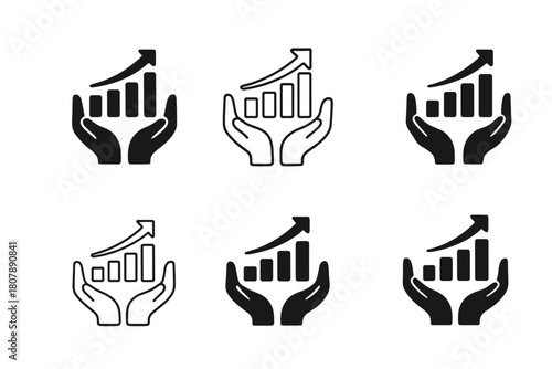 Economic Recovery Logos. economic recovery after crises. Icon set. Set Logo of economic recovery after crises: upward arrow emerging from broken