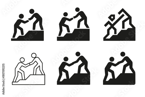 Empowering Transition Logos. Helping someone prepare for a big event or transition. Icon set. Set Logo of helping someone prepare for a big event or