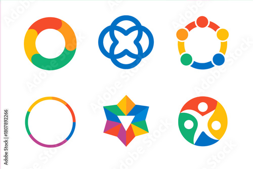 Colorful Pride Icons. Pride. Icon set. Set Logo of pride: rainbow circle unity symbol. harmonious logo variations of the same emblematic concept, each with