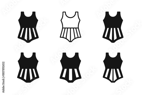 Circus Costume Icons. Circus costumes. Icon set. Set Logo of circus costumes: jester hat and collar. harmonious logo variations of the same emblematic concept,