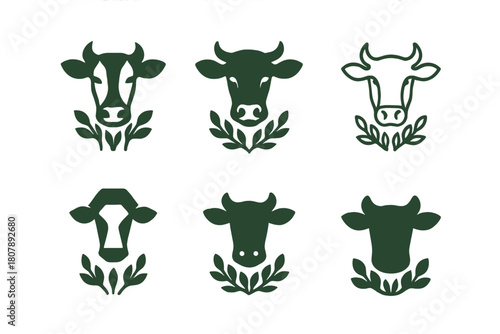 Collective Farm Logos. Collective farm. Icon set. Set Logo of collective farm: wheat sheaf. harmonious logo variations of the same emblematic concept, each