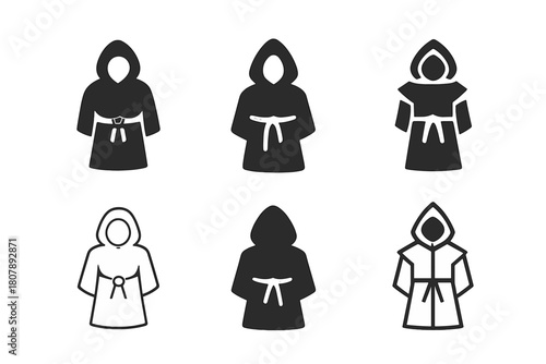 Medieval Costume Logos. medieval costumes. Icon set. Set Logo of medieval costumes: royal banquet dress. harmonious logo variations of the same emblematic