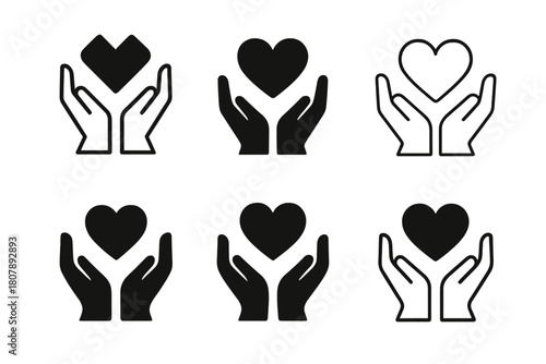 Chronic Sorrow Logos. The quiet sorrow of living with chronic conditions. Icon set. Set Logo of The quiet sorrow of living with chronic conditions: Hands