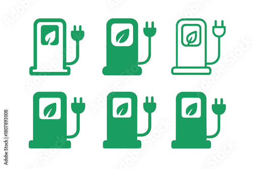 Eco Transport Logos. Eco-friendly transport. Icon set. Set Logo of eco-friendly transport: electric scooter. harmonious logo variations of the same emblematic