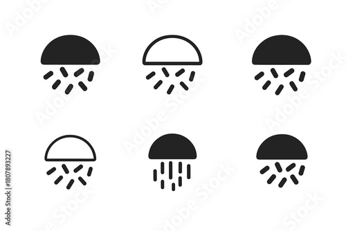 Sprinkle Logo Variations. Sprinkle. Icon set. Set Logo of Sprinkle: Birthday cake with sprinkles. harmonious logo variations of the same emblematic concept,