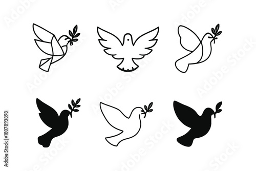 United Nations Logo Variations. United Nations. Icon set. Set Logo of United Nations: UN peace dove. harmonious logo variations of the same emblematic concept,