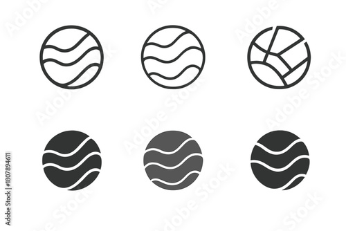 Geoid Logo Variations. Geoid. Icon set. Set Logo of geoid: contour lines forming Earth?s gravitational field. harmonious logo variations of the same emblematic