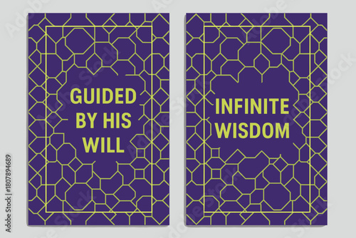 Wisdom and Guidance Banners. Wisdom & Guidance. Two vertical A6 banners with safe margins, centered composition, no elements touching edges, geometric, royal