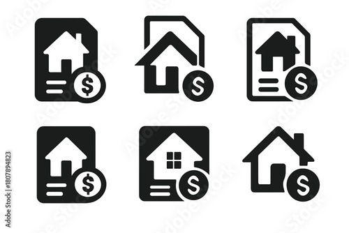 Real Estate Icons. Investing in real estate. Icon set. Set Logo of Investing in real estate: House. harmonious logo variations of the same emblematic concept,