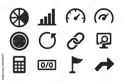 Score Strategy Icons. Score & Strategy. Solid icon set of Score & Strategy: wagon wheel, Manhattan chart, run rate gauge, required rate gauge, fielding circle,