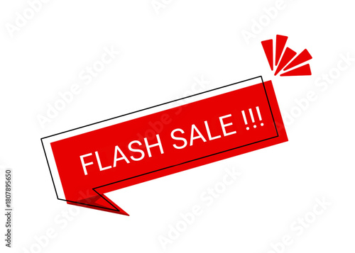 red flash sale banner label vector illustration isolated on white background