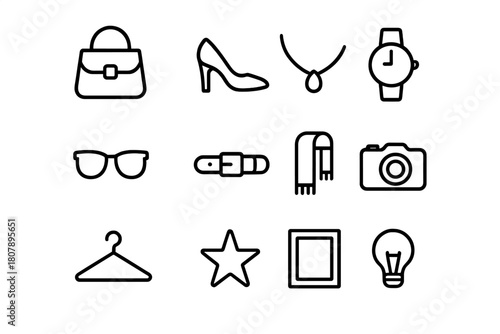 Fashion Accessory Icons. Fashion accessories. Icon set. Set Logo of fashion accessories: bow tie. harmonious logo variations of the same emblematic concept,