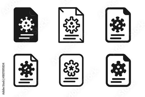 Disease Outbreak Icons. Disease outbreaks. Icon set. Set Logo of Disease outbreaks: Virus particle. harmonious logo variations of the same emblematic concept,