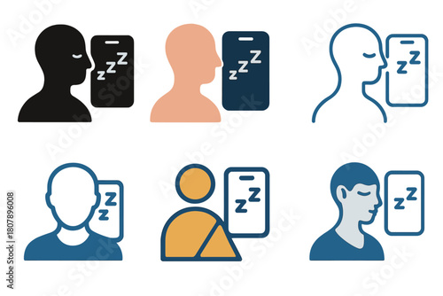 Digital Detox Icons. Digital detox and mindfulness practices. Icon set. Set Logo of digital detox and mindfulness practices: smartphone transforming into a