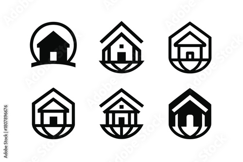 Disaster Preparedness Icons. Architecture for disaster preparedness and recovery. Icon set. Set Logo of architecture for disaster preparedness and recovery:
