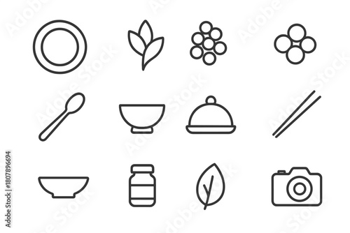 Gourmet Icon Set. Gourmet Platter. Solid icon set of Gourmet Platter: cheese platter, roasted turkey, steak, lobster, caviar, truffle, wine glass, chocolate