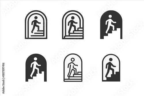 Moral Growth Logos. Moral development. Icon set. Set Logo of Moral development: Path of growth steps. harmonious logo variations of the same emblematic