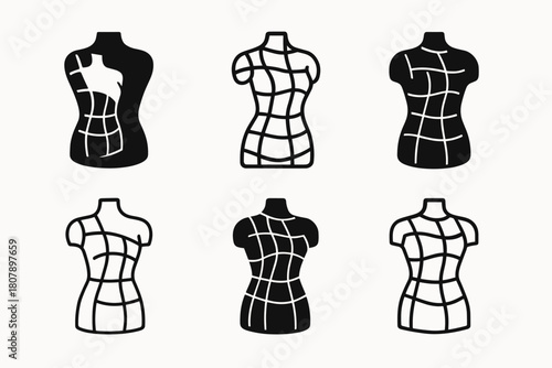 Custom Fashion Logos. Personalized fashion and custom clothing. Icon set. Set Logo of personalized fashion and custom clothing: clothing tag with personalized