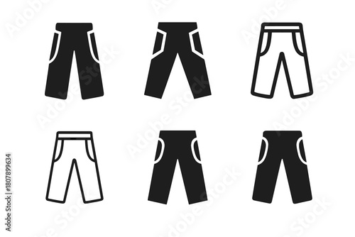 Adaptive Clothing Logos. Adaptive clothing for people with disabilities. Icon set. Set Logo of Adaptive clothing: Pants with side openings. harmonious logo