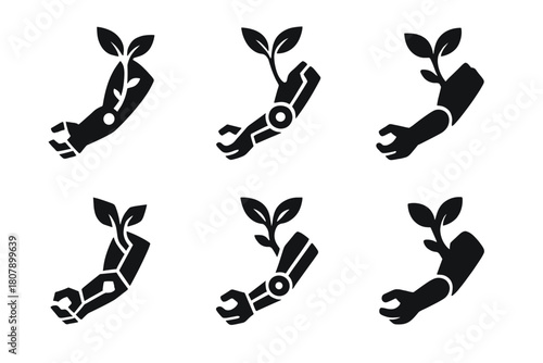 Biohacking Icons Set. Biohacking lifestyle. Line icon set of biohacking lifestyle: wearable tracker, dna helix, pill capsule, smart scale, blue light glasses,