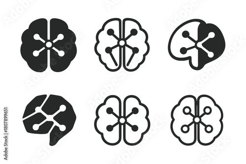 Neuroscience Memory Icons. Neuroscience and memory. Line icon set of neuroscience and memory: neuron, dendrite, synapse, brainwave, memory folder, recall