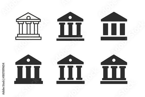 Art Gallery Logos. Art galleries. Icon set. Set Logo of art galleries: gallery facade with columns. harmonious logo variations of the same emblematic concept,