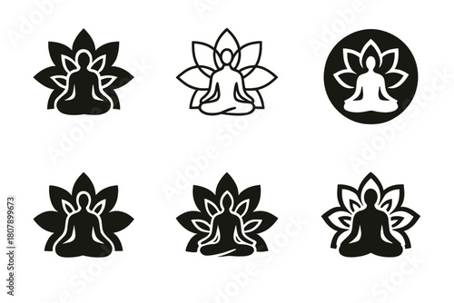 Mandala Logo Variations. Spiritual growth and finding purpose. Icon set. Set Logo of Spiritual growth and finding purpose: mandala symbol. harmonious logo