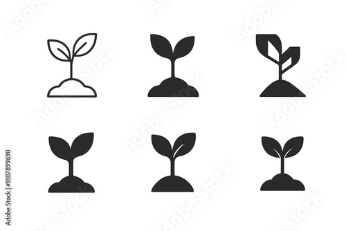 Tree Planting Logos. Reforestation efforts and tree planting. Icon set. Set Logo of Reforestation efforts and tree planting: Hands planting a tree. harmonious