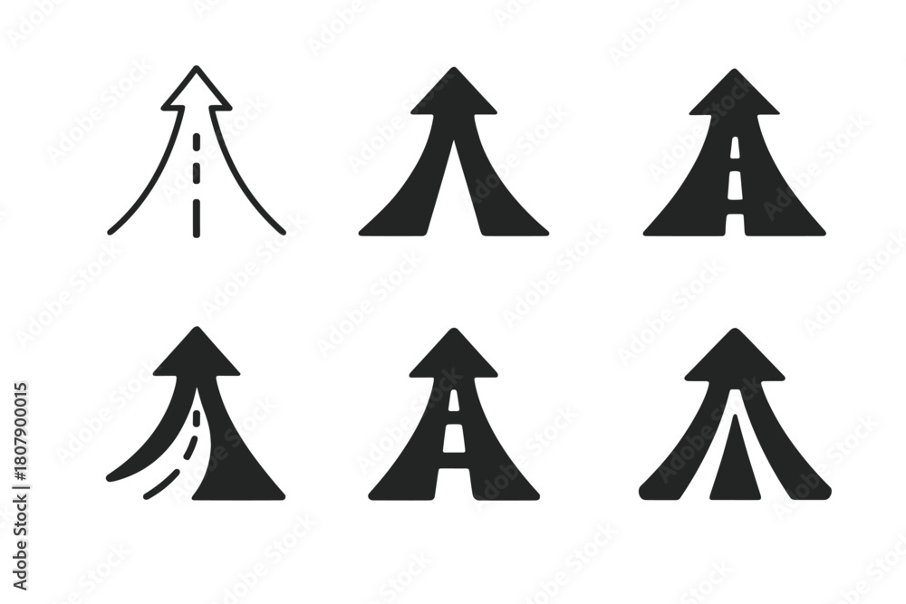 Fototapeta premium Escapism Logo Variations. escapism in marketing. Icon set. Set Logo of escapism in marketing: open door to dream landscape. harmonious logo variations of the