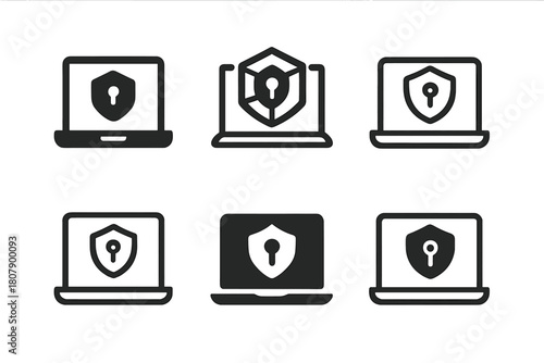 Online Privacy Icons. Online privacy concerns and data breaches. Icon set. Set Logo of Online privacy: Padlock. harmonious logo variations of the