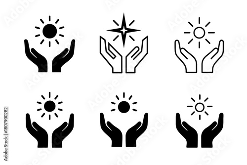 Spiritual Icon Set. Spiritual Cloud Surfing. Solid icon set of Spiritual Cloud Surfing: meditation pose, light aura, rising spirit, infinity symbol, halo ring,