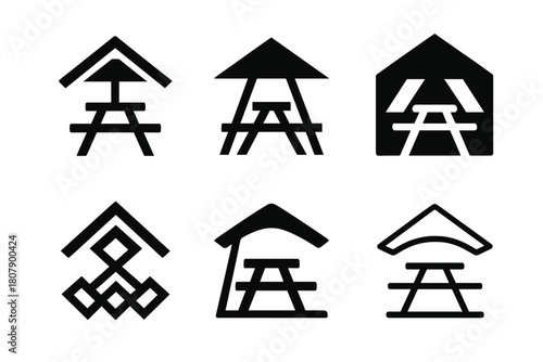 Rest Stop Icons. Rest stop amenities. Solid icon set of Rest stop amenities: restroom, coffee cup, picnic table, vending machine, map, road sign, car, truck,