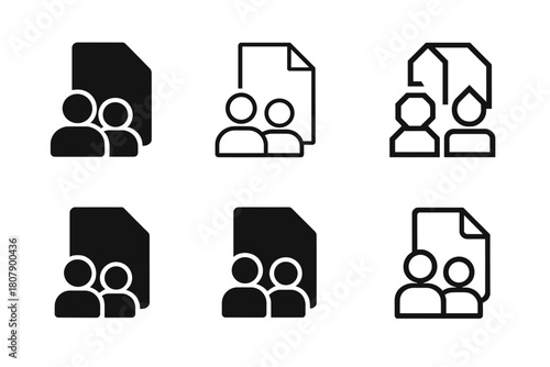 Collaboration Icon Set. Digital collaboration platforms. Icon set. Set Logo of collaboration: shared document icon. harmonious logo variations of the same
