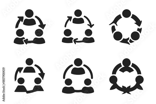 Creative Team Logos. Collaboration in creative teams. Icon set. Set Logo of Collaboration in creative teams: handshake with creative spark. harmonious logo