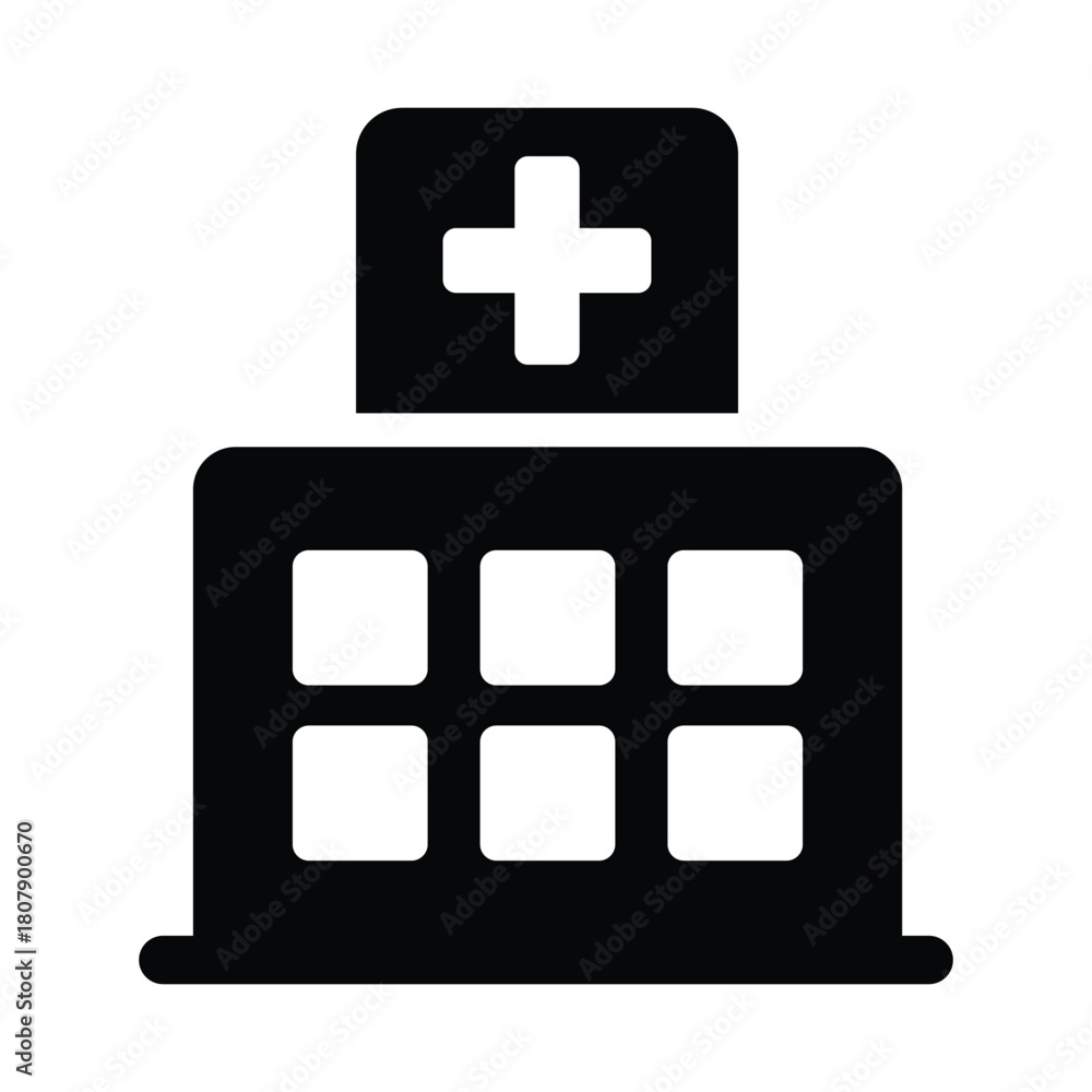 Obraz premium Hospital Icon – Monochrome Healthcare Facility Symbol