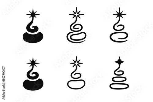 Spiritual Growth Icons. Spiritual growth and well-being. Icon set. Set Logo of Spiritual growth and well-being: Person in prayer. harmonious logo variations of