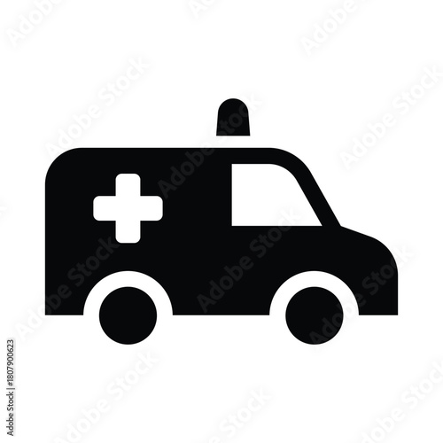 Ambulance Icon – Monochrome Emergency Vehicle Symbol