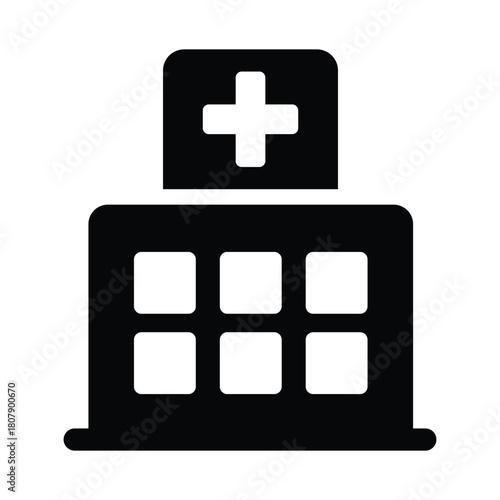 Hospital Icon – Monochrome Healthcare Facility Symbol