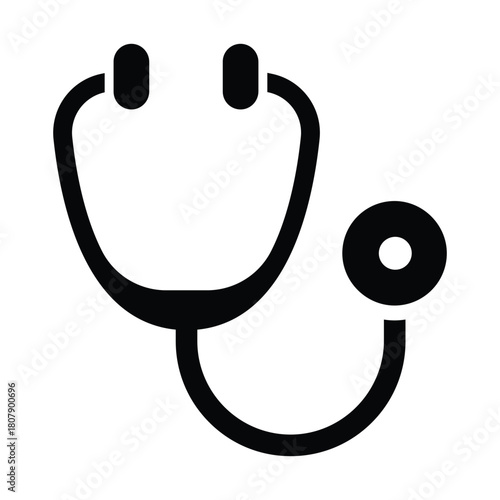 Stethoscope Icon – Monochrome Medical Examination Symbol