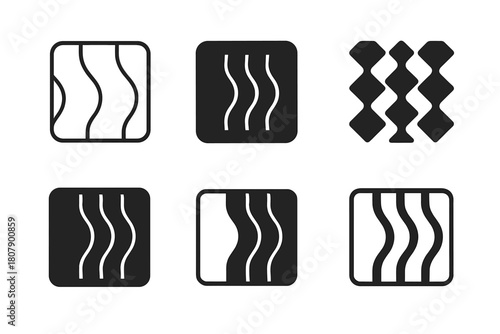 Soundproofing Logo Set. Soundproofing home spaces. Icon set. Set Logo of soundproofing home spaces: acoustic foam panels. harmonious logo variations of the