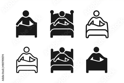 Morning Routine Icons. Morning Routine Checklist. Icon set. Set Logo of Daily Routine: Wake Up Alarm. harmonious logo variations of the same emblematic