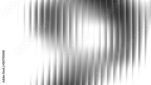 Ribbed glass background with refraction effect. Reeded glass with black and white gradient. Abstract vector background