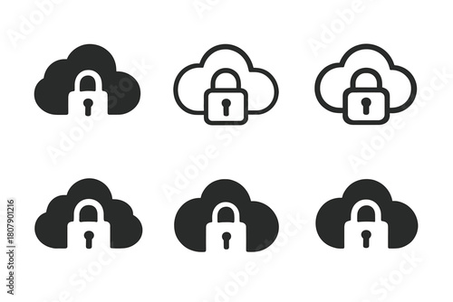 Online Privacy Icons. Online privacy concerns and data breaches. Icon set. Set Logo of Online privacy: Padlock. harmonious logo variations of the