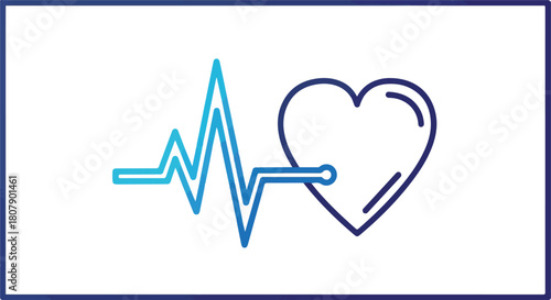 A vector illustration of hospital icons including a heart with an ECG line, representing medical tools and healthcare symbols on a white background. Perfect for medical presentations,
