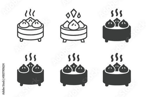 Street Food Logos. Street food and food trucks. Icon set. Set Logo of street food and food trucks: burger on wheels. harmonious logo variations of the same