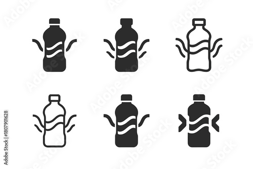 Hydration Drink Logos. Hydration and wellness drinks. Icon set. Set Logo of hydration and wellness drinks: glass with lemon slice. harmonious logo variations