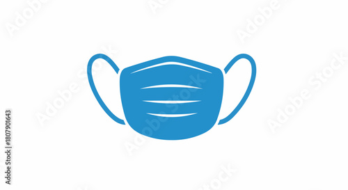 A blue surgical mask icon, presented as a vector graphic with clean lines, in a minimalist style, with a white background. Perfect for health, medical, and hospital materials.