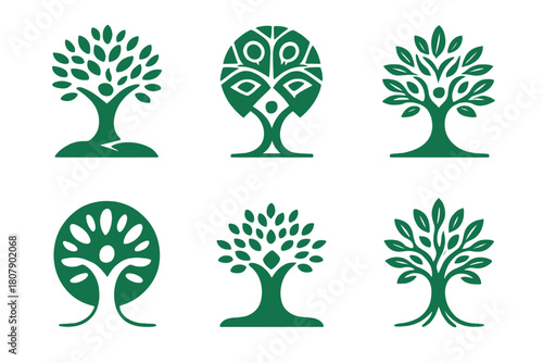 Healthy Aging Icons. Healthy aging. Icon set. Set Logo of healthy aging: heart and leaf. harmonious logo variations of the same emblematic concept, each with