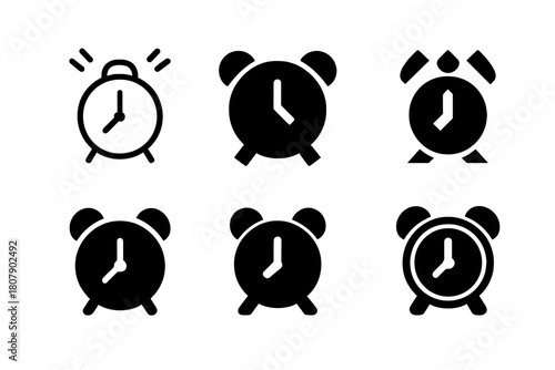 Morning Routine Icons. Morning Routine Checklist. Icon set. Set Logo of Daily Routine: Wake Up Alarm. harmonious logo variations of the same emblematic