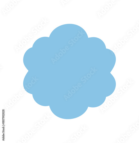 Groovy retro scallop shape solid frame in blue forms a wavy border and abstract background. This y2k element works as a graphic label and brings cool vintage accent to any modern design.